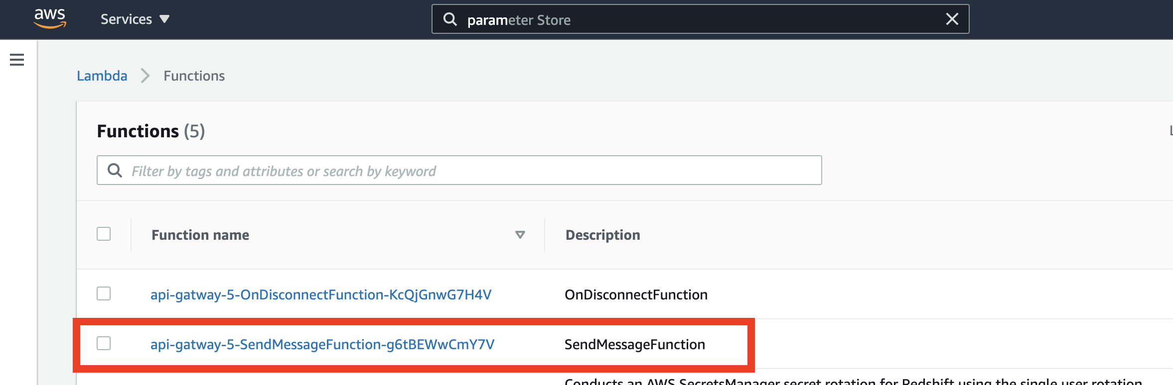 Lambda console