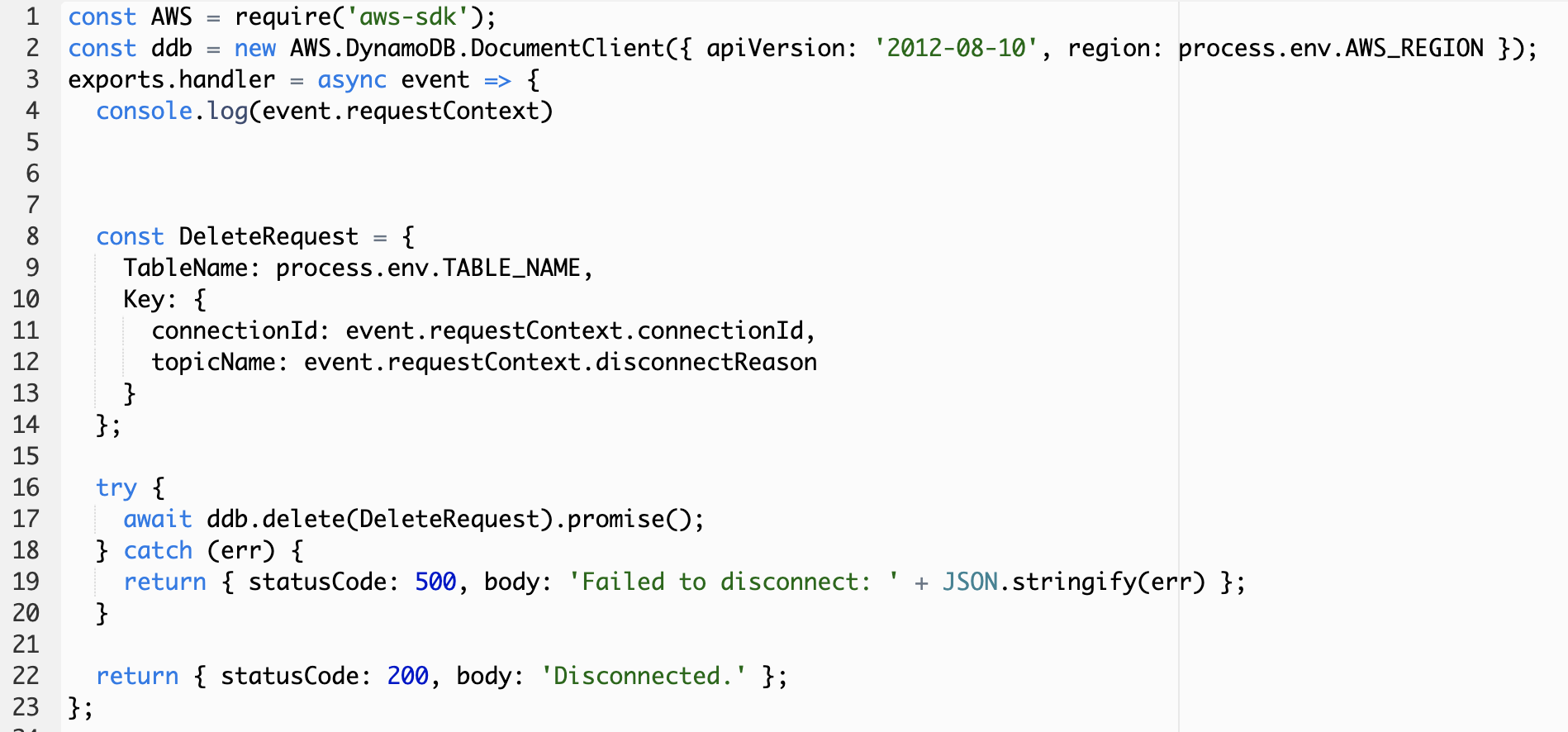 OnDisconnect Lambda Code